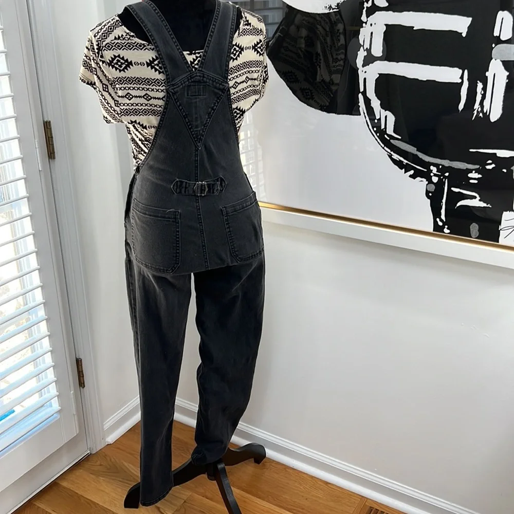 Arizona Black Denim Overalls, Size XS